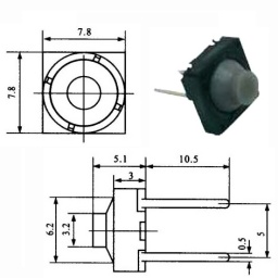 TACT SWITCH KLT-113 TACTIL BARROCHA 8X8 2 PINES