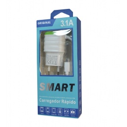 Cargador de Pared 3.1AMP 2 Puertos Usb+ Micro USB