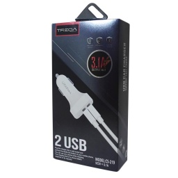 Cargador de Coche 2 USB C/ Cable Iphone TREQA