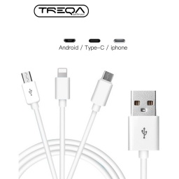 Cable de Carga  3 en 1 Micro USB Usbc y  Iphone Lightning a USB 3.0 TREQA