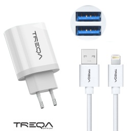 Cargador de Pared 2 Puertos USB Cable Iphone - 3.1AH TREQA