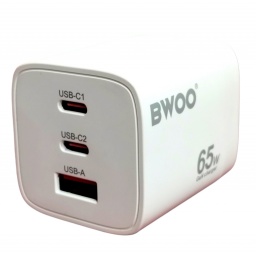 Cargador de Pared 65W Usb-a + 2 Usb-c - Carga rpida BWOO