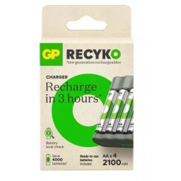 Cargador de Pilas USB con 4 Pilas Aa 2100 Mah - Gp Recyko GPB441 GP