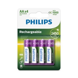 Pilas Recargables Blister x 4 AA - 2450mA. PHILIPS