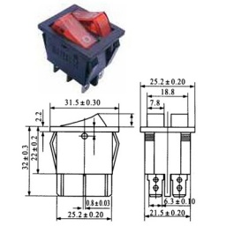 Llave C/LUZ DOBLE ON OFF 125V 20 AMP