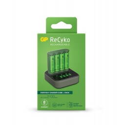 Cargador de Pilas USB + Dock de carga + 4 Pilas Aa 2100 Mah - Gp Recyko GP