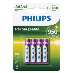 Pilas Recargables Blister x 4 AAA - 950mA. PHILIPS