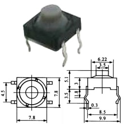 TACT SWITCH KLT-112 TACTIL BARROCHA 8X8X 4 PINOS