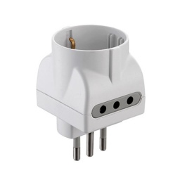 Adaptador Schuko + 2 3 en Linea a 2P + Tierra 10A Color Blanco Electraline ELECTRALINE