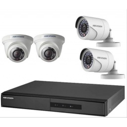 Kit de Dvr + 2 Camaras Tipo Domo + 2 Camaras Tipo Bala HIK VISION