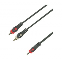 Cable 2 Plug Rca a Plug Spica 3.5 Dorado 3 Mt conector reforzado PROSOUND