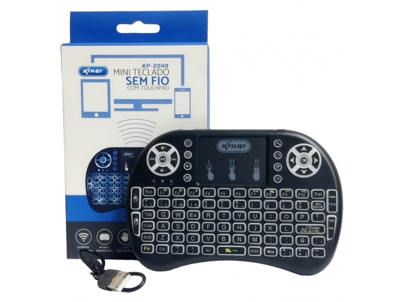 Teclado Mini Inalambrico P/tv Box Smart TV / Bluetooth Retroiluminado KNUP