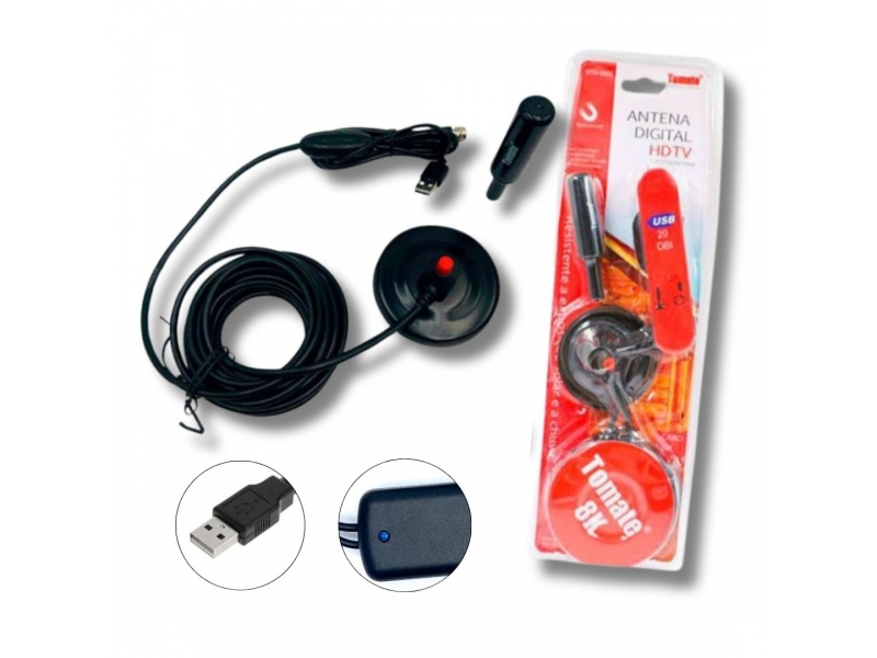 Antena Digital Interior para Tv con Booster - Conector F TOMATE